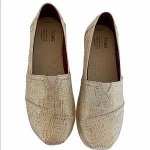 Toms Alpargata Metallic Jute Slip On 2.5 Kids
